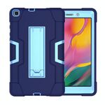 Per Galaxy Tab A 8.0 (2019) T290 Custodia combinata in silicone a colori a contrasto + PC con supporto (blu navy + blu)