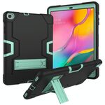 Per Galaxy Tab A 10.1 (2019) T510 Custodia combinata in silicone a colori a contrasto + PC con supporto (nero + acqua)