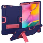 Per Galaxy Tab A 10.1 (2019) T510 Custodia combinata in silicone a colori a contrasto + PC con supporto (blu navy + rosa rossa)