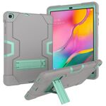 Per Galaxy Tab A 10.1 (2019) T510 Custodia combinata in silicone a colori a contrasto + PC con supporto (grigio + acqua)