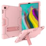 Per Galaxy Tab S5e T720 Custodia combinata in silicone a colori a contrasto + PC con supporto (oro rosa)