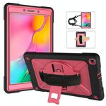 Per Galaxy Tab A 8.0 (2019) T290 Custodia combinata in silicone a contrasto di colore + PC con supporto (nero + rosa rossa)