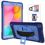Per Galaxy Tab A 8.0 (2019) T290 Custodia combinata in silicone a colori a contrasto + PC con supporto (blu navy + blu)