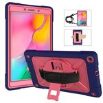 Per Galaxy Tab A 8.0 (2019) T290 Custodia combinata in silicone a contrasto di colore + PC con supporto (blu navy + rosa rossa)