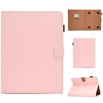 Per tablet PC a tinta unita da 8 pollici Custodia in pelle con vibrazione orizzontale magnetica universale con slot per schede e supporto (rosa)