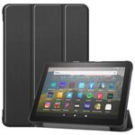 Per Kindle Fire HD 8 (2020) Custodia in pelle a vibrazione orizzontale in colore puro modello Custer con supporto a tre pieghe e funzione di sveglia / sonno (nero)