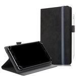 Per 7-8 pollici Custodia in pelle universale per tablet PC con struttura in tessuto di marmo a vibrazione orizzontale con slot per penna e supporto (nero)