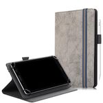 Per 7-8 pollici Custodia in pelle universale per tablet PC con struttura in tessuto di marmo a vibrazione orizzontale con slot per penna e supporto (grigio)