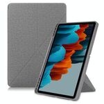 Per Samsung Galaxy Tab S7 FE T730 / T735 / TAB S7 + / T970 / T975 Texture di stoffa Custodia in pelle multi-pieghevole con supporto e supporto / sveglia (grigio)