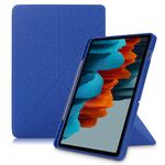 Per Samsung Galaxy Tab S8 / GALAXY TAB S7 T870 Texture di stoffa multi-pieghevole orizzontale flip in pelle PU cuoio custodia antiurto con supporto e sleep / wake-up funzione (blu)