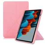 Per Samsung Galaxy Tab S8 / GALAXY TAB S7 T870 Texture di stoffa multi-pieghevole orizzontale flip in pelle PU in pelle custodia antiurto con supporto e sleep / wake-up funzione (rosa)