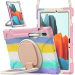 Per Samsung Galaxy Tab S8 / GALAXY TAB S7 T870 / T875 Silicone + custodia protettiva per PC con supporto e tracolla (colorato rosa)