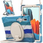 Per Samsung Galaxy Tab S8 / GALAXY TAB S7 T870 / T875 Silicone + custodia protettiva per PC con supporto e tracolla (colorato blu)