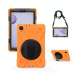 Per Samsung Galaxy Tab A 8.4 2020 T307U Antifuso antiurto Silicone + PC Cassa protettiva con supporto e tracolla e cinturino a mano (arancione)