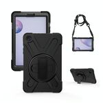 Per Samsung Galaxy Tab A 8.4 2020 T307U Ammortizzatore in silicone colorato + custodia protettiva per PC con supporto e tracolla e cinturino a mano (nero)