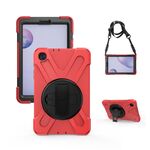 Per Samsung Galaxy Tab A 8.4 2020 T307U Ammortizzatore in silicone colorato + custodia protettiva per PC con supporto e tracolla e cinturino a mano (rosso)