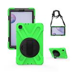 Per Samsung Galaxy Tab A 8.4 2020 T307U Antifondo antiurto Silicone + custodia protettiva per PC con supporto e tracolla e cinturino a mano (verde)