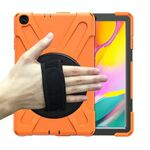 Per Samsung Galaxy TAB A 10.1 (2019) T515 / T510 Antifondo antiurto Silicone + custodia protettiva per PC con supporto e tracolla e cinturino a mano (arancione)