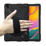 Per Samsung Galaxy TAB A 10.1 (2019) T515 / T510 Antifondo antiurto Silicone + custodia protettiva per PC con supporto e tracolla e cinturino a mano (nero)