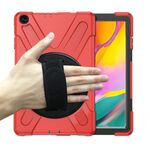 Per Samsung Galaxy Tab A 10.1 (2019) T515 / T510 Antifondo antiurto Silicone + custodia protettiva per PC con supporto e tracolla e cinturino a mano (rosso)
