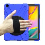 Per Samsung Galaxy Tab A 10.1 (2019) T515 / T510 Antifondo antiurto Silicone + custodia protettiva per PC con supporto e tracolla e cinturino a mano (blu)