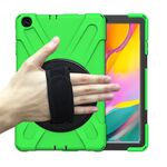 Per Samsung Galaxy Tab A 10.1 (2019) T515 / T510 Antifondo antiurto Silicone + custodia protettiva per PC con supporto e tracolla e cinturino a mano (verde)