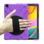 Per Samsung Galaxy Tab A 10.1 (2019) T515 / T510 Antifuso antiurto Silicone + custodia protettiva per PC con supporto e tracolla e cinturino a mano (viola)