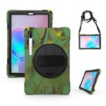Per Samsung Galaxy Tab S6 10.5 pollici T860 / T865 Antitrushinish Antifurto Silicone + custodia protettiva per PC con supporto e tracolla e cinturino a mano e slot a penna (mimetizzazione)