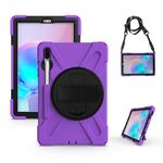 Per Samsung Galaxy Tab S6 10.5 pollici T860 / T865 Antifurto Silicone colorato + custodia protettiva per PC con supporto e tracolla e cinturino a mano e slot a penna (viola)