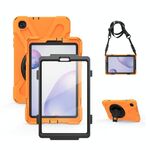 Per Samsung Galaxy Tab A 8.4 2020 T307U Ammortizzatore in silicone colorato + custodia protettiva per PC con supporto e tracolla e cinturino a mano e protezione a mano (arancione)