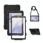 Per Samsung Galaxy Tab A 8.4 2020 T307U Ammortizzatore in silicone colorato + custodia protettiva per PC con supporto e tracolla e cinturino a mano e proteggi a mano (nero)