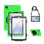Per Samsung Galaxy Tab A 8.4 2020 T307U Ammortizzatore in silicone colorato + custodia protettiva per PC con supporto e tracolla e cinturino a mano e protezione a mano (verde)