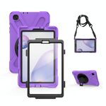 Per Samsung Galaxy Tab A 8.4 2020 T307U Ammortizzatore in silicone colorato + custodia protettiva per PC con supporto e tracolla e cinturino a mano e proteggi a mano (viola)