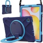 Per Samsung Galaxy Tab S6 Lite P610 Custodia protettiva in silicone + PC con supporto e tracolla (blu navy)