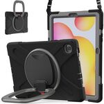 Per Samsung Galaxy Tab S6 Lite P610 Custodia protettiva in silicone + PC con supporto e tracolla (nero + grigio)