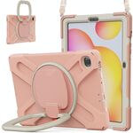 Per Samsung Galaxy Tab S6 Lite P610 Custodia protettiva in silicone + PC con supporto e tracolla (oro rosa)