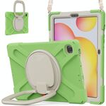 Per Samsung Galaxy Tab S6 Lite P610 Custodia protettiva in silicone + PC con supporto e tracolla (Matcha Green)