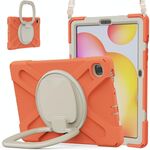 Per Samsung Galaxy Tab S6 Lite P610 Silicone + Cassa protettiva PC con supporto e tracolla (Coral Orange)