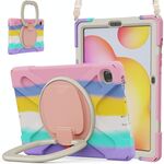 Per Samsung Galaxy Tab S6 Lite P610 Custodia protettiva in silicone + PC con supporto e tracolla (colorato rosa)