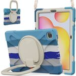 Per Samsung Galaxy Tab S6 Lite P610 Custodia protettiva in silicone + PC con supporto e tracolla (colorato blu)