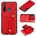 Per OPPO Realme 5 Pro Custodia protettiva antiurto in PU + TPU magnetico con slot per schede (rosso)