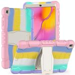 Per Samsung Galaxy Tab A 10.1 (2019) T510 Telaio schermo di protezione a 3 strati + PC + Cassa combinata antiurto in silicone con supporto (colorato rosa)