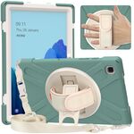 Per Samsung Galaxy Tab A7 (2020) T500 Colore puro Silicone + PC Cassa protettiva con supporto e tracolla (verde smeraldo)