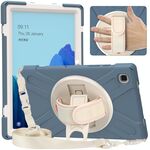 Per Samsung Galaxy Tab A7 (2020) T500 Custodia protettiva in silicone PUL + PC con supporto e tracolla (fiordaliso blu)