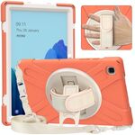 Per Samsung Galaxy Tab A7 (2020) T500 Pure Color Silicone + Cassa protettiva per PC con supporto e tracolla (Coral Orange)