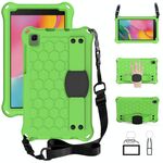 Per Samsung Galaxy Tab A 8.0 & S Pen (2019) P200 / P205 Design a nido d'ape + PC Quattro custodia protettiva antiurto angolare con cinturino (verde + nero)