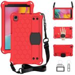 Per Samsung Galaxy Tab A 8.0 & S Pen (2019) P200 / P205 DESIGN DESIGN EVA + PC Cassa protettiva antiurto a quattro angoli con cinturino (rosso + nero)