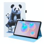 Per Samsung Galaxy Tab S8 / GALAXY TAB S7 2020 SM-T870 / SM-T875 Caso di cuoio a flip orizzontale orizzontale con titolare e carta Slot e cornice per foto (Panda in bicicletta)