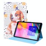 Per Samsung Galaxy Tab A 10.1 2019 SM-T515 / SM-T510 Caso di cuoio a flip orizzontale orizzontale con supporto e carta Slot e cornice fotografica (piccolo cane fiore)