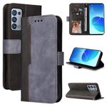 Per OPPO RENO6 PRO 5G / RENO6 Pro + 5G Business Stitching-Color Color Horizontal Flip PU Custodia in pelle con supporto e carte Slot & Photo Frame & Lanyard (Grigio)